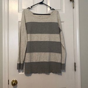 Long light gray and dark gray striped shirt